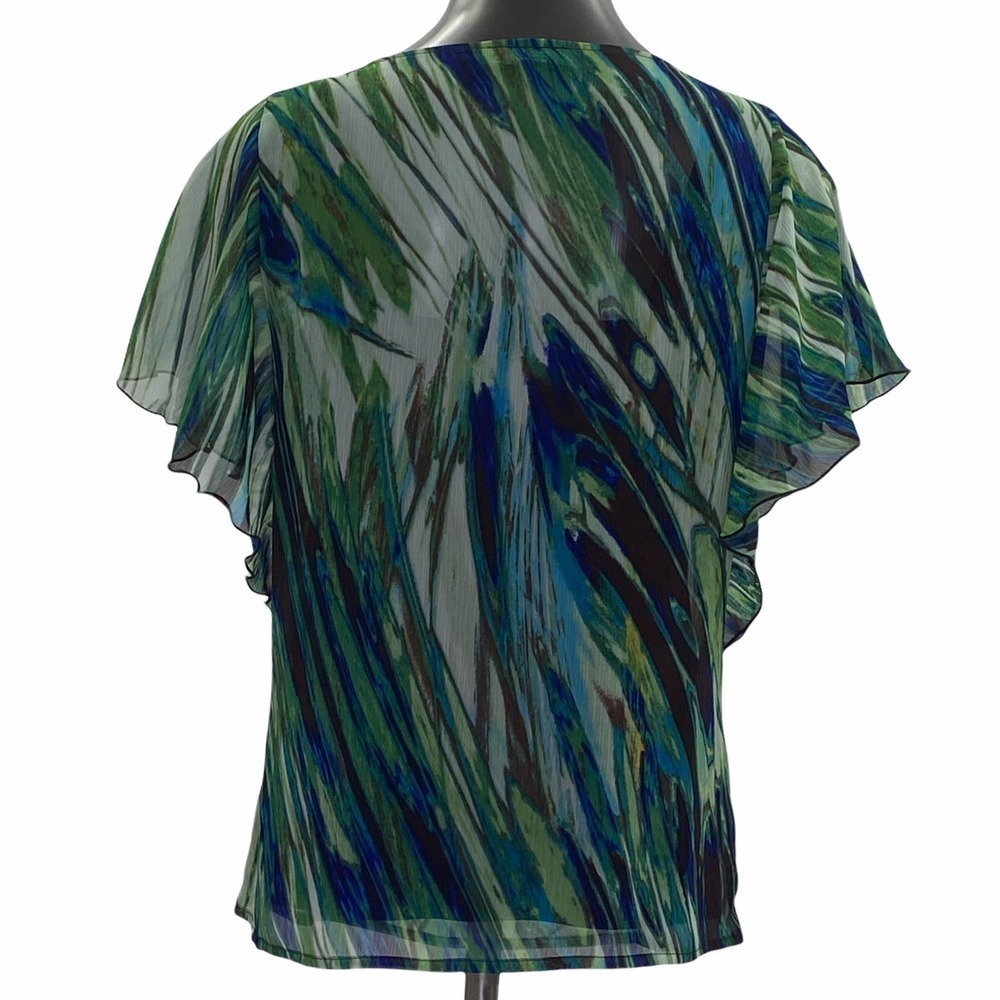 B-DESIGN Abstract Crochet Flutter Sleeve Blouse - Picture 3 of 11
